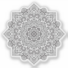 Mandala Retro handgetekende organische zwart en wi Sticker