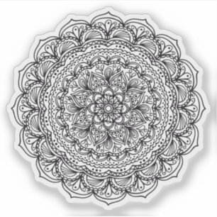 Mandala Retro handgetekende organische zwart-wit Sticker