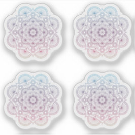 Mandala Retro handgetekende paarse blauw tattoo se Sticker