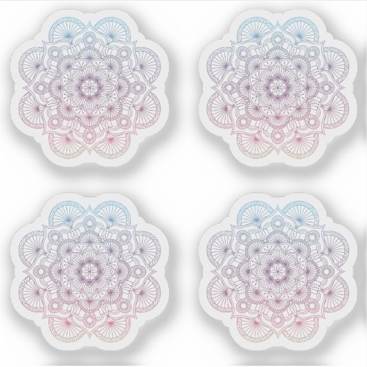 Mandala Retro handgetekende paarse blauw tattoo se Sticker (Voorkant)