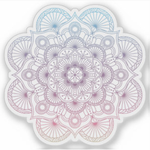 Mandala Retro handgetekende paarse blauwe tatoeage Sticker