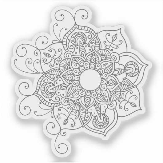 Mandala Retro handgetekende tattoo henna bloem Sticker (Voorkant)