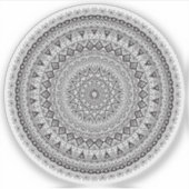 Mandala Retro handgetekende zwart-wit bloem Sticker (Voorkant)