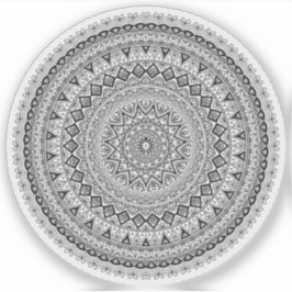 Mandala Retro handgetekende zwart-wit bloem Sticker
