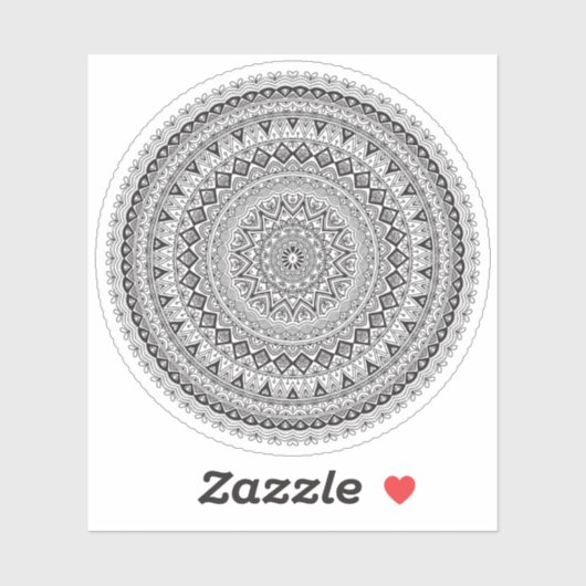 Mandala Retro handgetekende zwart-wit bloem Sticker (Vel)