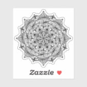 Mandala Retro handgetekende zwart-wit bloem Sticker (Vel)