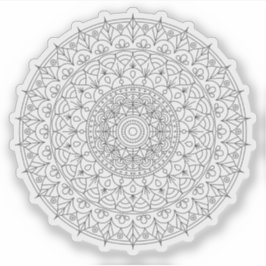 Mandala Retro handgetekende zwart-wit bloem Sticker
