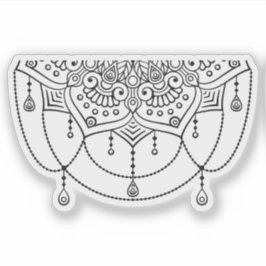 Mandala Retro handgetekende zwart & wit tattoo Sticker