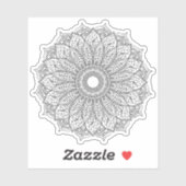 Mandala Retro handgetekende zwart-wit zonnebloem Sticker (Vel)