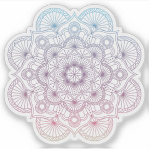 Mandala Retro met de hand getekend paarse blauw ta Sticker