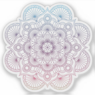 Mandala Retro met de hand getekend paarse blauw ta Sticker