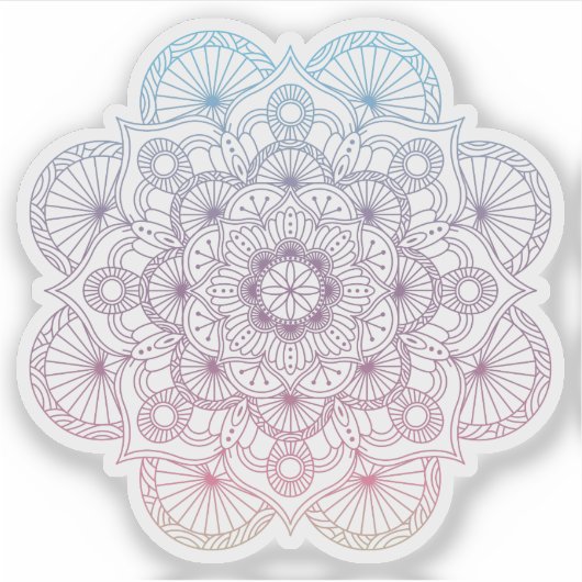 Mandala Retro met de hand getekend paarse blauw ta Sticker (Voorkant)