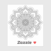 Mandala Retro met de hand getekende zwart-wit bloe Sticker (Vel)