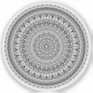 Mandala Retro met de hand getekende zwart & witte Sticker