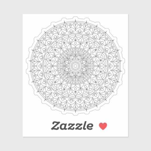 Mandala Retro met de hand getekende zwart & witte  Sticker (Vel)