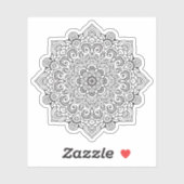Mandala Retro met handgetekend organisch zwart-wit Sticker (Vel)