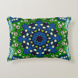 Mandala Retro Mosaic Green Blue Pattern Accent Kussen