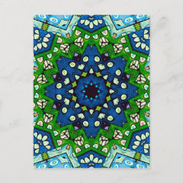 Mandala Retro Mosaic Green Blue Pattern Briefkaart