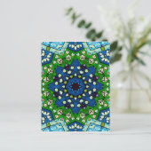 Mandala Retro Mosaic Green Blue Pattern Briefkaart (Staand voorkant)