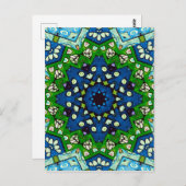 Mandala Retro Mosaic Green Blue Pattern Briefkaart (Voorkant / Achterkant)