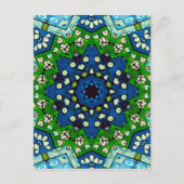 Mandala Retro Mosaic Green Blue Pattern Briefkaart (Voorkant)