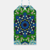 Mandala Retro Mosaic Green Blue Pattern Cadeaulabel (Voorkant)