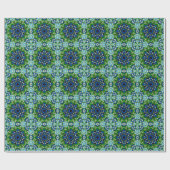 Mandala Retro Mosaic Green Blue Pattern Cadeaupapier (Vlak)