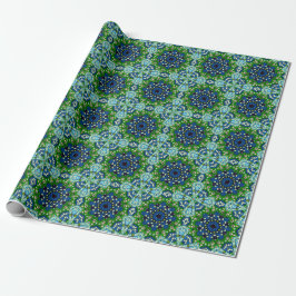 Mandala Retro Mosaic Green Blue Pattern Cadeaupapier