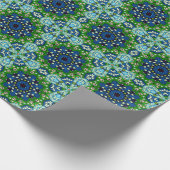 Mandala Retro Mosaic Green Blue Pattern Cadeaupapier (Hoek)