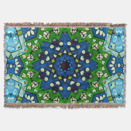 Mandala Retro Mosaic Green Blue Pattern Deken