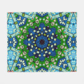 Mandala Retro Mosaic Green Blue Pattern Fleece Deken (Voorkant (Horizontaal))