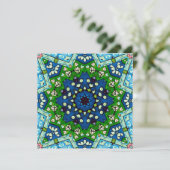 Mandala Retro Mosaic Green Blue Pattern Kaart (Staand voorkant)