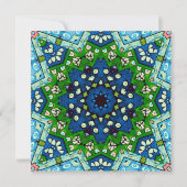 Mandala Retro Mosaic Green Blue Pattern Kaart (Voorkant)