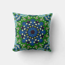 Mandala Retro Mosaic Green Blue Pattern Kussen