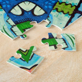 Mandala Retro Mosaic Green Blue Pattern Legpuzzel (Zijkant)