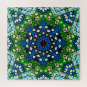 Mandala Retro Mosaic Green Blue Pattern Legpuzzel (Verticaal)