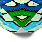 Mandala Retro Mosaic Green Blue Pattern Poster (Hoek)