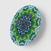 Mandala Retro Mosaic Green Blue Pattern Ronde Klok (Hoek)