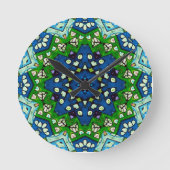 Mandala Retro Mosaic Green Blue Pattern Ronde Klok (Voorkant)