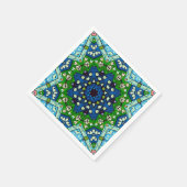 Mandala Retro Mosaic Green Blue Pattern Servet (Hoek)