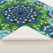 Mandala Retro Mosaic Green Blue Pattern Sherpa Deken (3/4)
