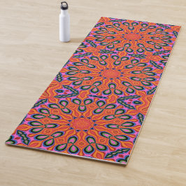 Mandala Retro Oranje Floral Psychedelic Yoga Mat