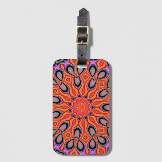 Mandala Retro Oranje Hipster Bagagelabel (Voorkant (verticaal))