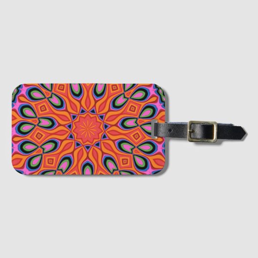 Mandala Retro Oranje Hipster Bagagelabel (Voorkant (horizontaal))