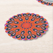 Mandala Retro Oranje Hipster Decor Kartonnen Onderzetters (Gekanteld)