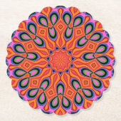 Mandala Retro Oranje Hipster Decor Kartonnen Onderzetters (Voorkant)