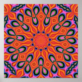 Mandala Retro Oranje Hipster Decor Poster (Voorkant)