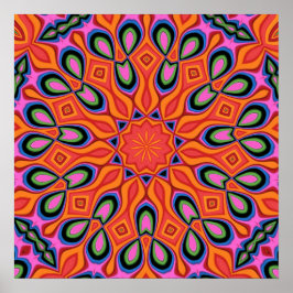 Mandala Retro Oranje Hipster Decor Poster