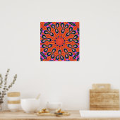 Mandala Retro Oranje Hipster Decor Poster (Keuken)
