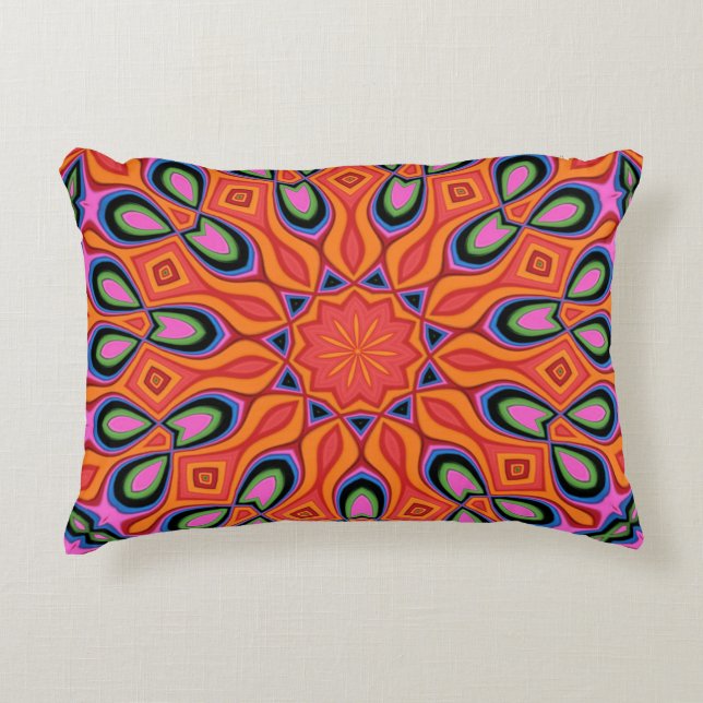 Mandala Retro Oranje Hipster Decor Sierkussen Accent Kussen (Voorkant)